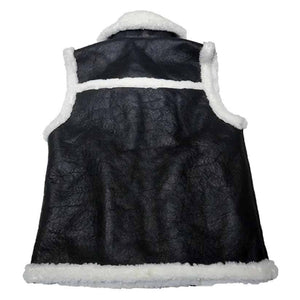 Black Shearling Leather Vest for Men