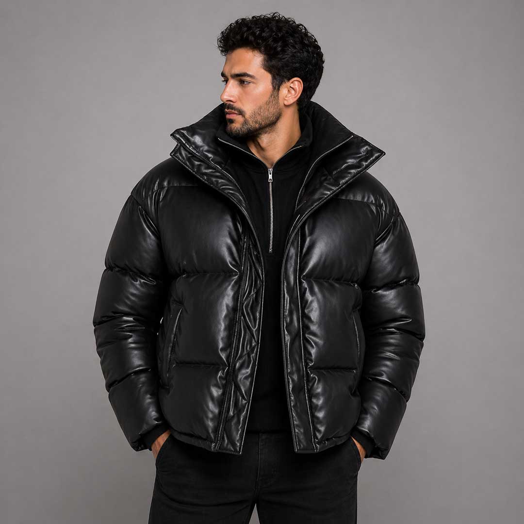 Mens_Faux_Leather_Puffer_Jacke