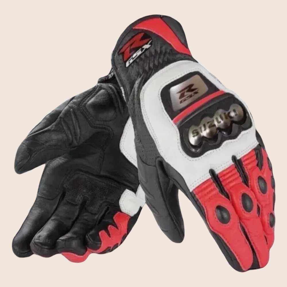 Suzuki Hayabusa Motorcycle Racing Leather Gloves for Men and Women