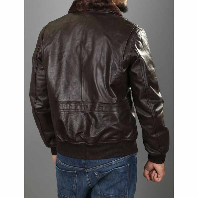 Men's Brown Sheepskin Air Force One Inspired A2 Flight Jacket with Shearling Collar