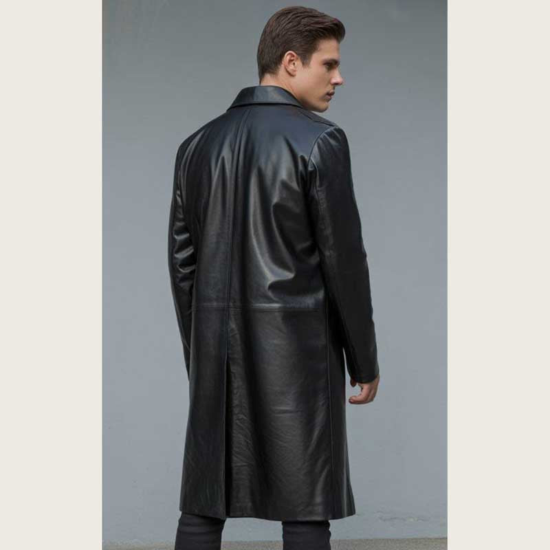 Men’s Black Leather Trench Coat Gothic Matrix Style