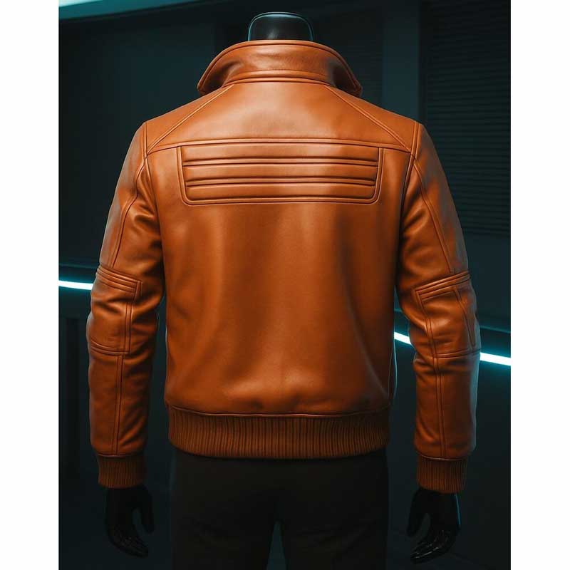 Cyberpunk V Samurai Brown Leather Bomber Jacket