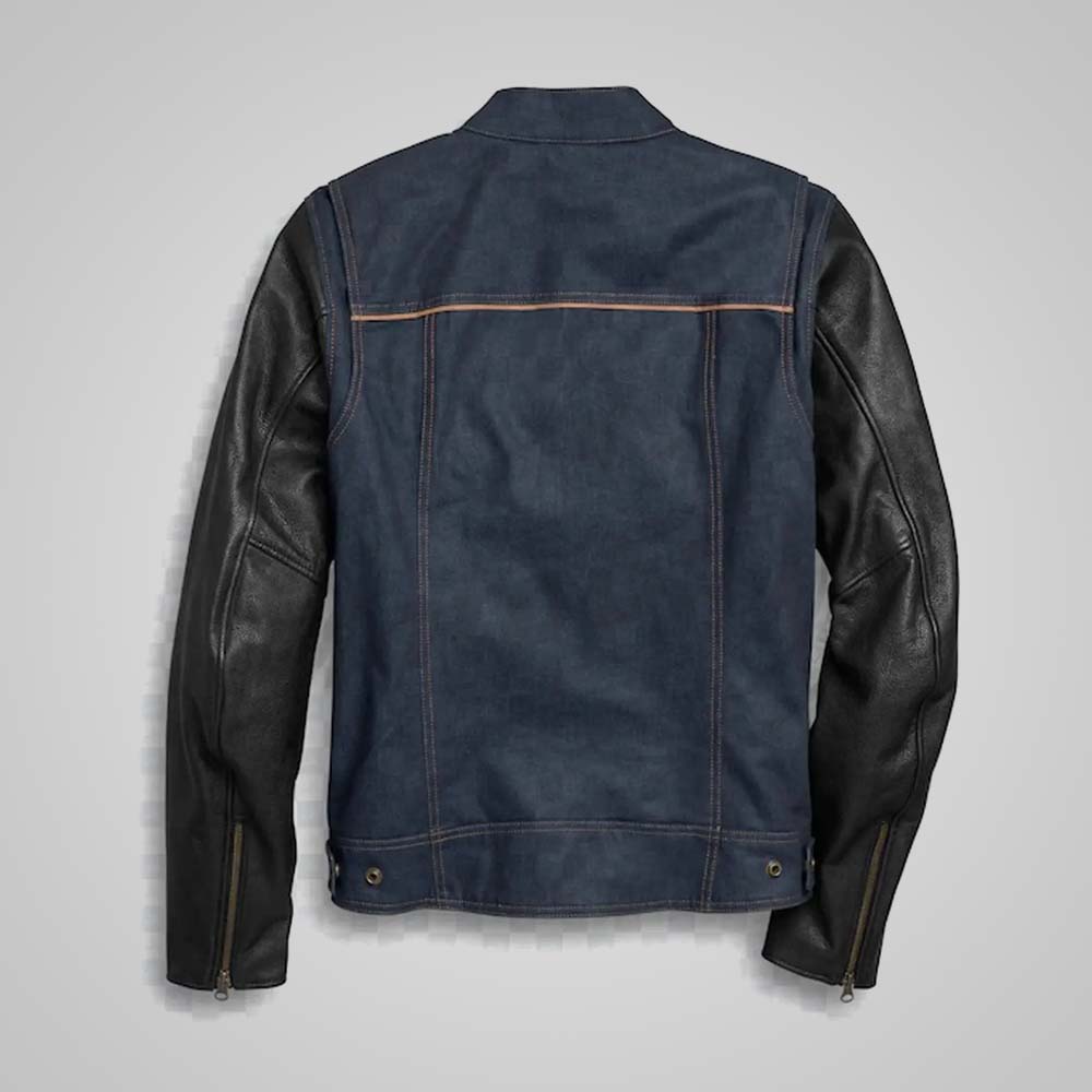 Harley-Davidson 7 Star Denim Jacket with Premium Leather Sleeves