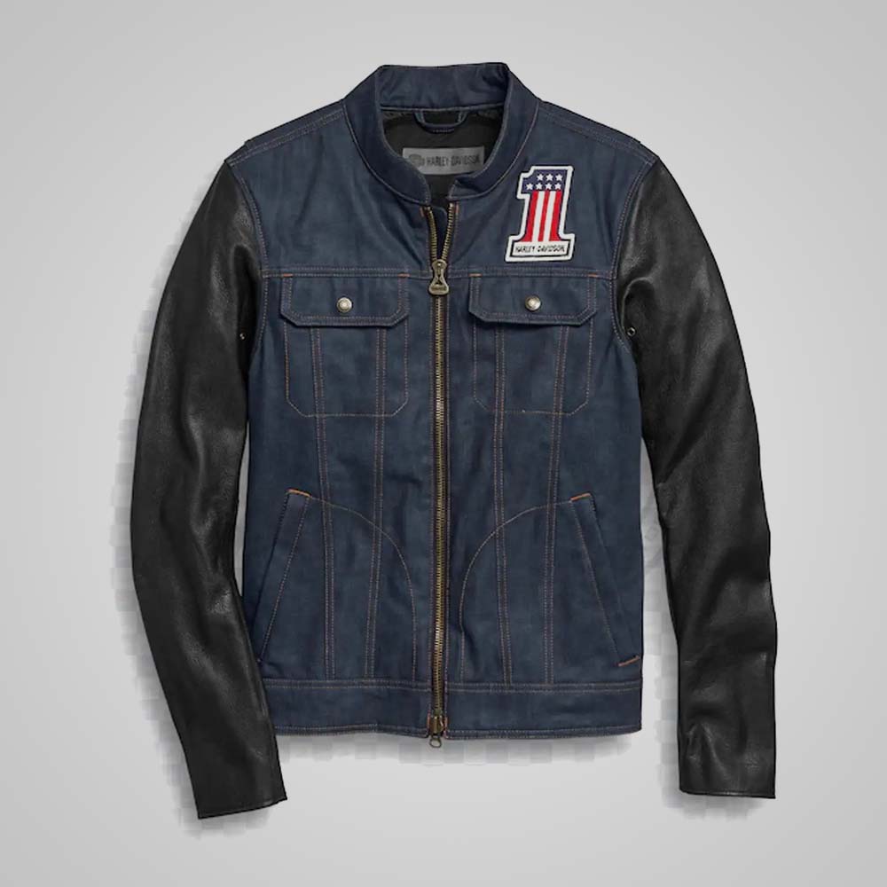 Harley-Davidson 7 Star Denim Jacket | Leather Sleeves
