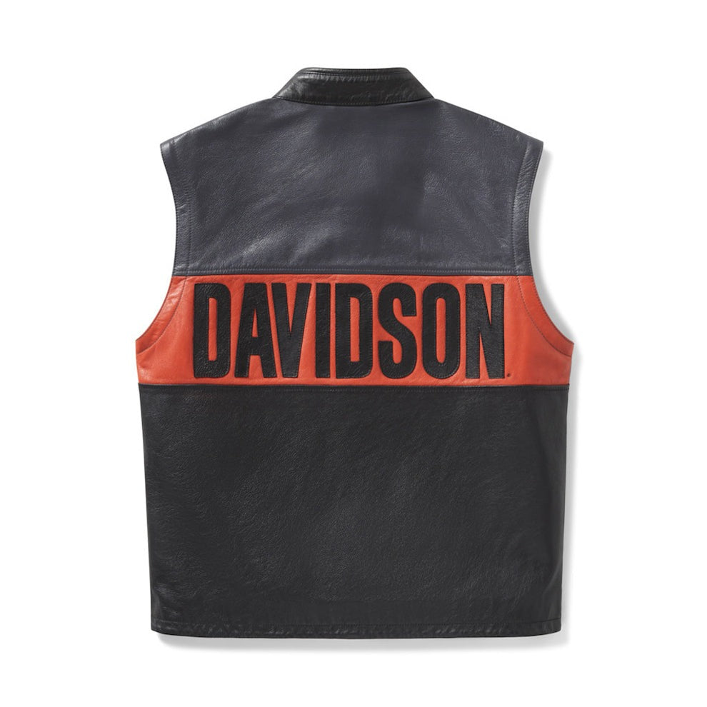 Detail of the concealed shoulder zipper used to detach the leather jacket sleeves.