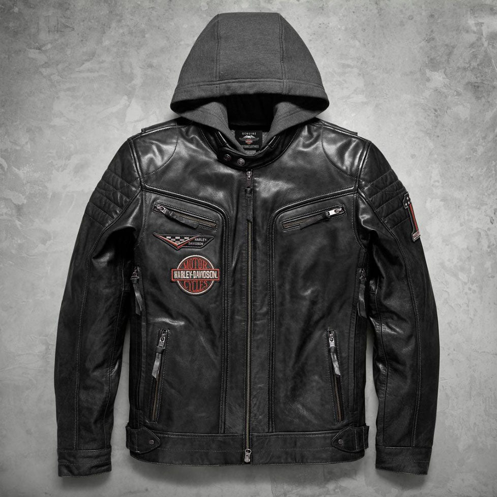 Shop Men's Harley Davidson Distressed Slim Fit Leather Jacket Black