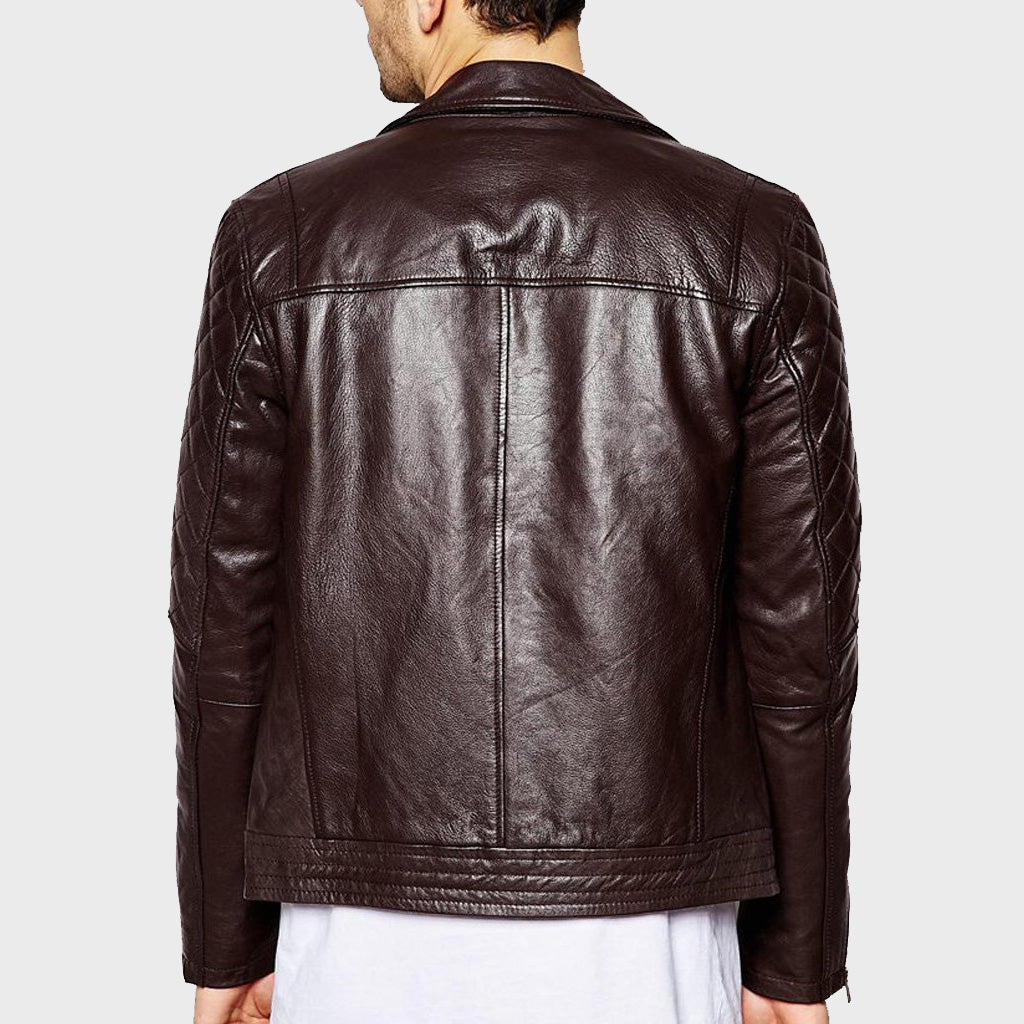 Men's Urbane Style Leather Motorcycle Jacket - Biker Jacket