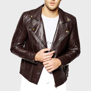 Men's Urbane Style Leather Motorcycle Jacket - Biker Jacket