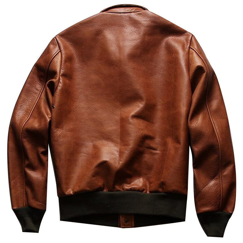 A2 Jacket Brown Aviator Leather Jacket Men Brown Cowhide Jacket Men