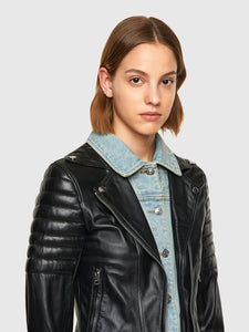 Women’s Trendy Black Leather Biker Jacket