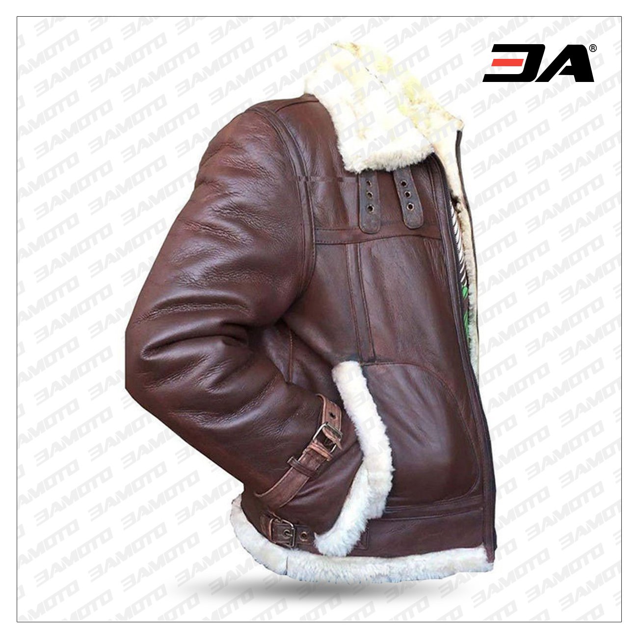 B3 RAF Aviator Pilot Sheepskin Bomber Flying Fur Shearling Brown Leather Jacket - 3A MOTO LEATHER
