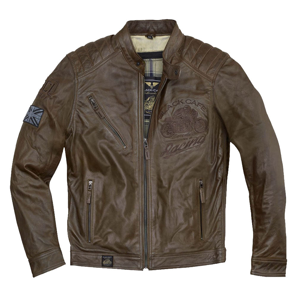 motorcycle gear london Black Cafe London Houston Motorcycle Leather Jacket For Mens