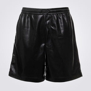 Black Leather Bermuda Shorts For Men