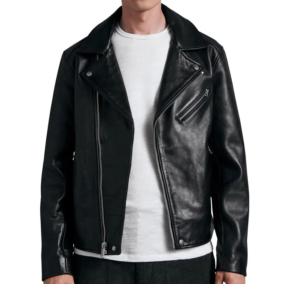 Black Motorcycle Biker Leather Jacket