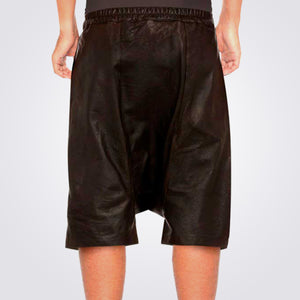 Black Leather Shorts for Men