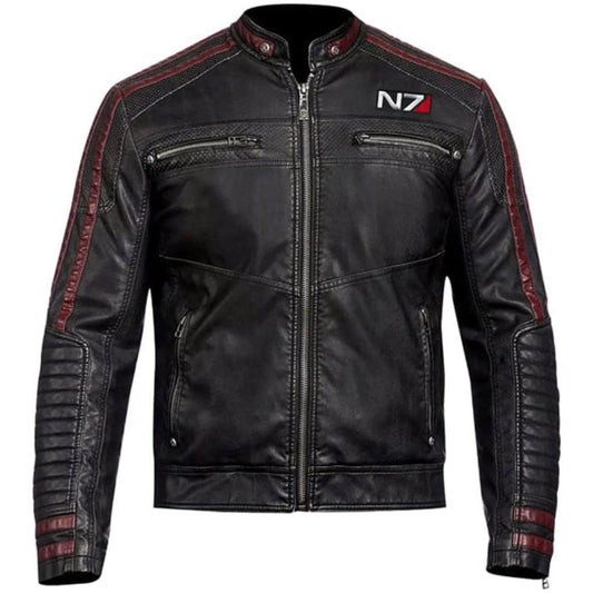 Commander Shepard N7 Black Real Leather Jacket for Men