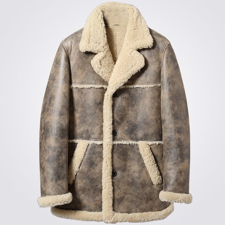 Custom Distressed Sheepskin Shearling Coat Sheepskin Coat