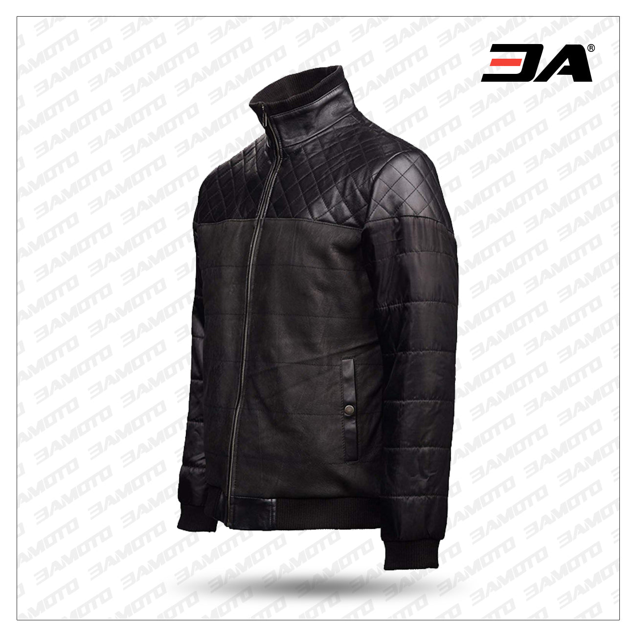 Black Fashion Bomber Leather Jacket - Black Jacket