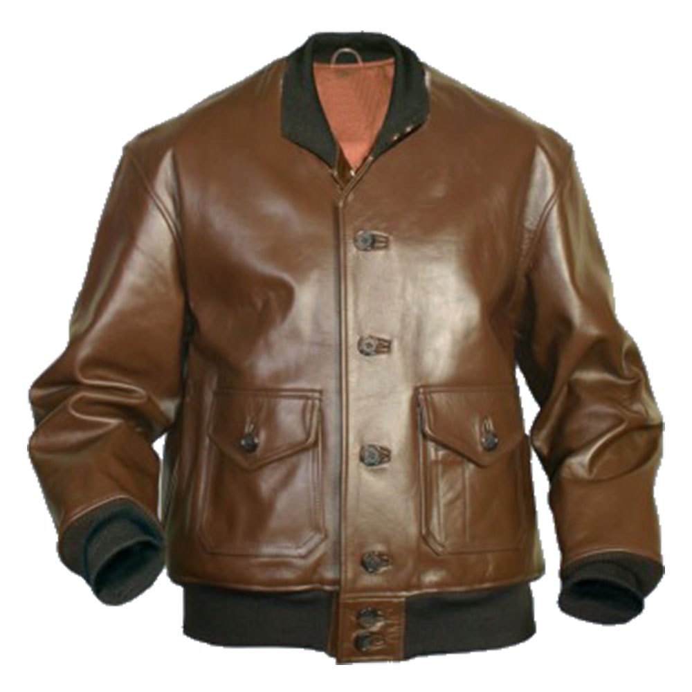 Flying A-1 Flight Leather Bomber Jacket - Brown Bomber Jacket
