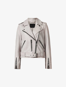 Women’s White Genuine Leather Biker Jacket