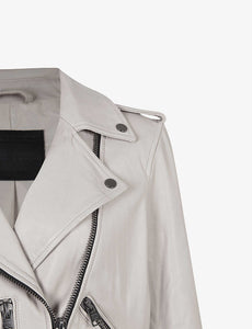 Women’s White Genuine Leather Biker Jacket