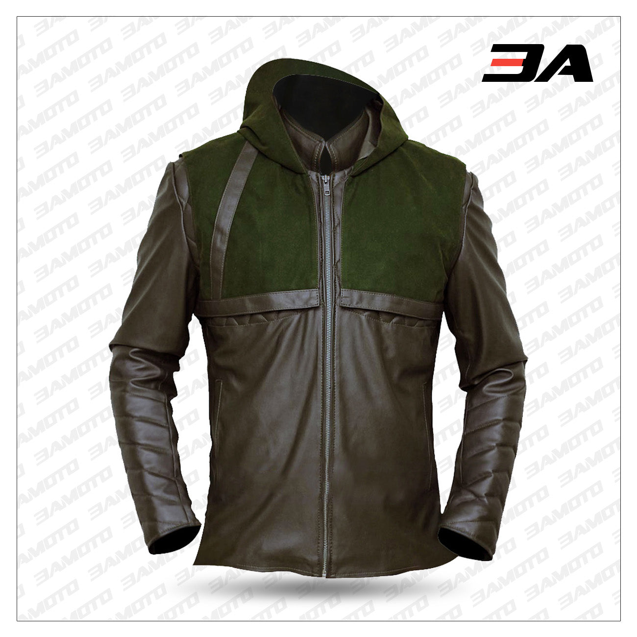 Green Arrow Stephen Amell Hooded Leather Jacket