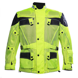 Hi Viz Green Cool Rider Motorcycle Mesh Jacket