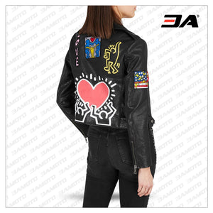 Printed Leather Jacket for Women