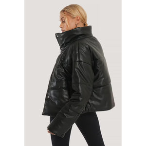 Leather Puffer Jacket Womens