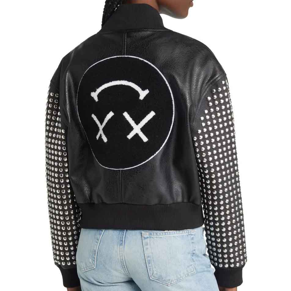 Leather Varsity Bomber Jacket