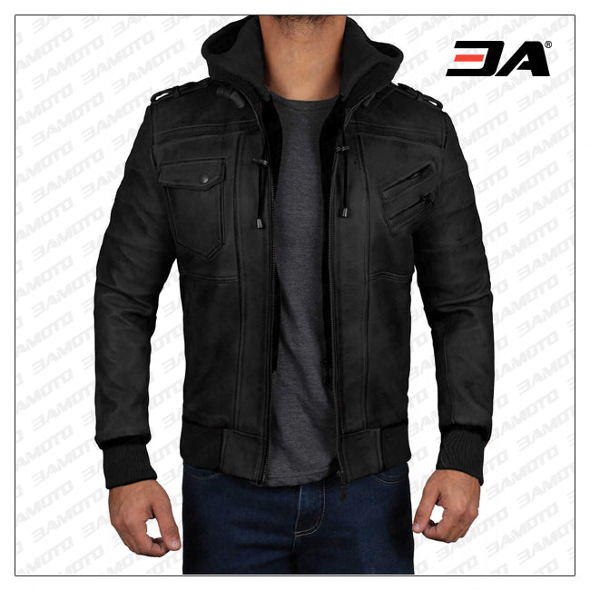 Leather Jacket With Hood