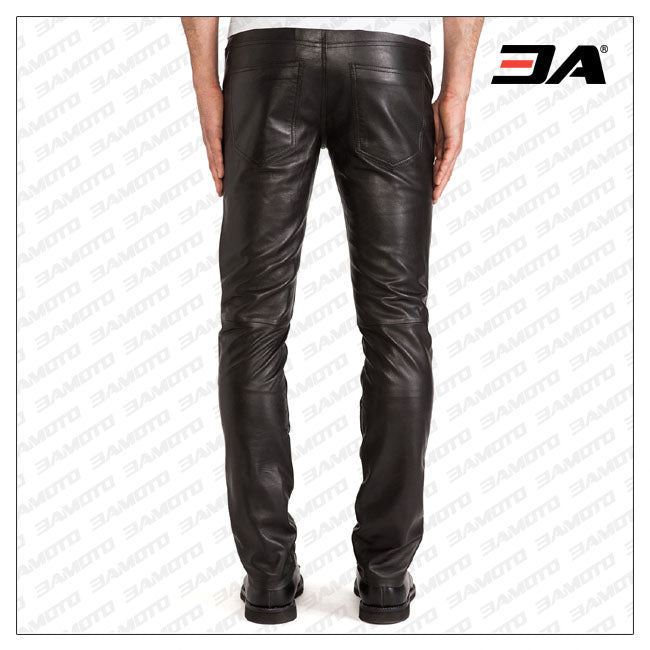 Mens Leather Biker Pants