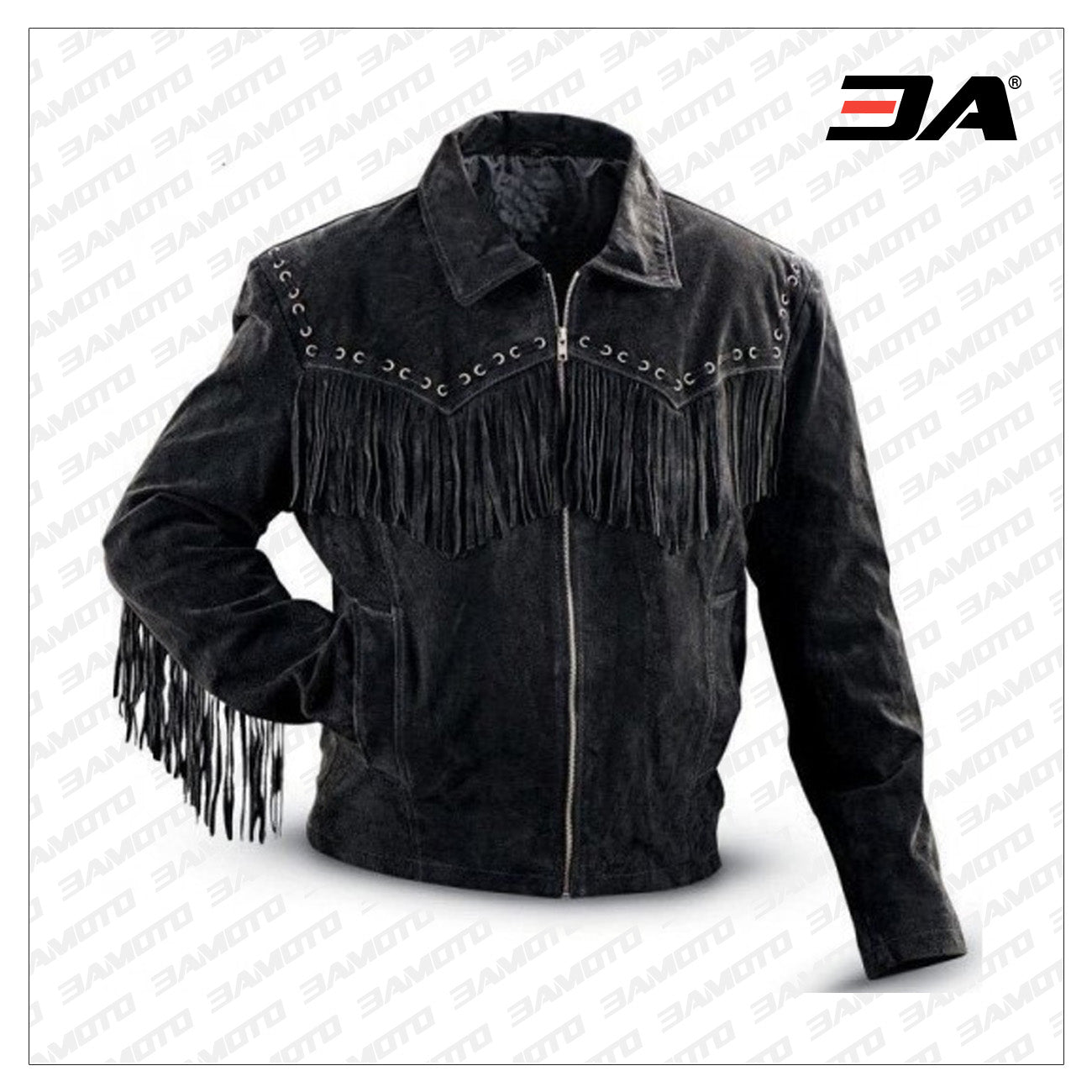 Western Jacket Black Suede Fringe Jacket Mens Handmade Black
