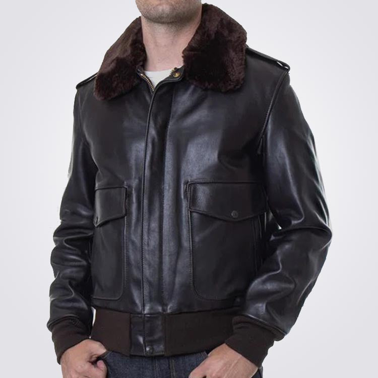 Men Brown Flying RAF A2 Leather Flight Bomber Jacket