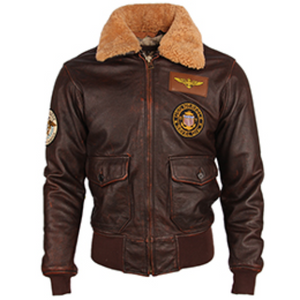 Men Vintage Distressed Leather Flight Jacket