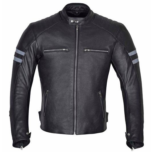 Men Classic Leather Motorcycle Jacket with Coronavirus Safety Mask