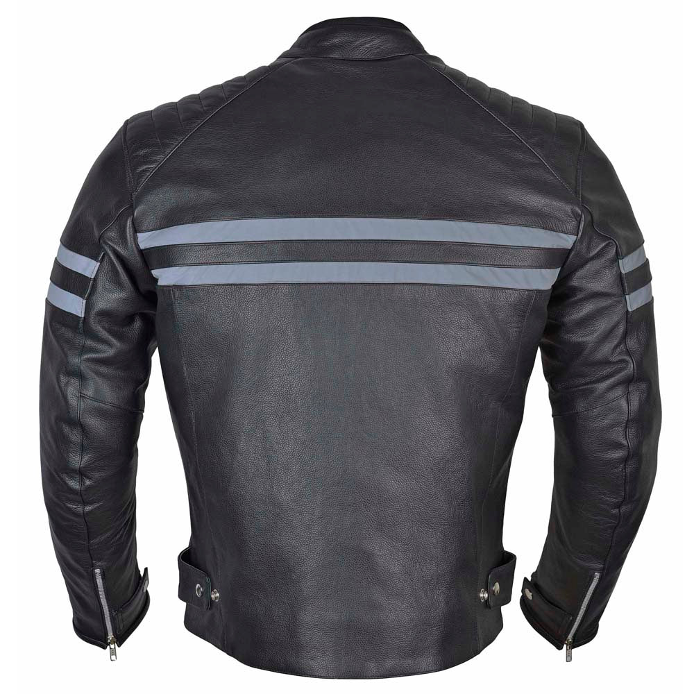 Men's Classic Leather Motorcycle Jacket with Coronavirus Safety Mask from 3amoto