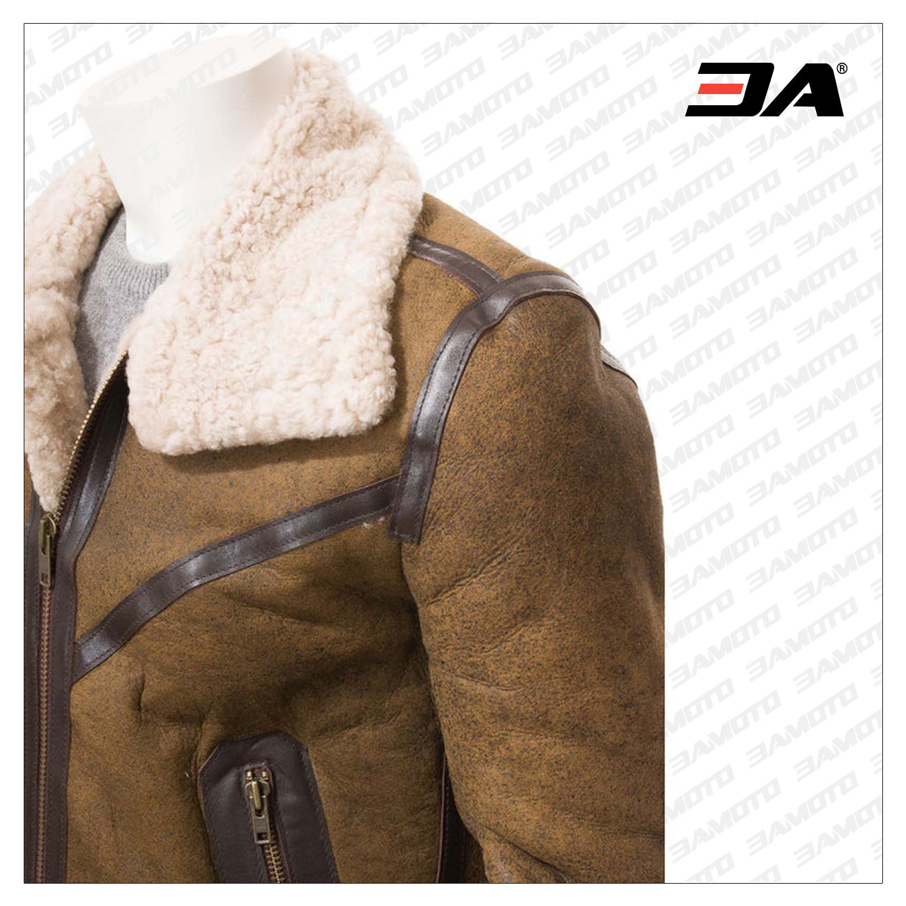 Men's Tan Sheepskin B3 Bomber Flight Aviator Jacket