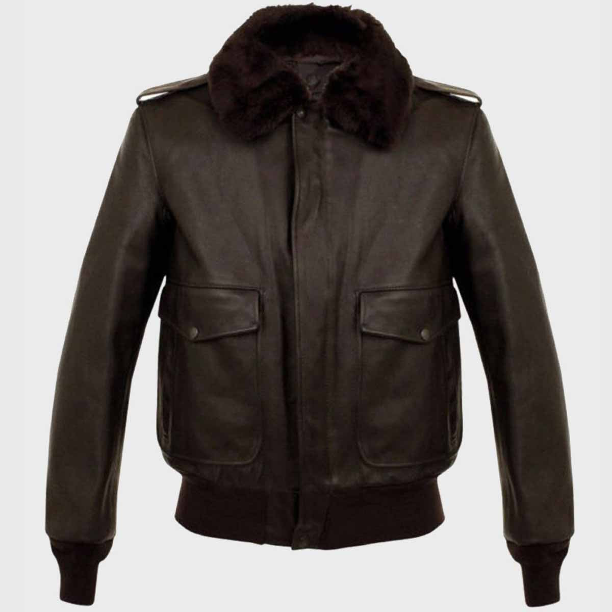 Mens Aviator Bomber Leather Jacket