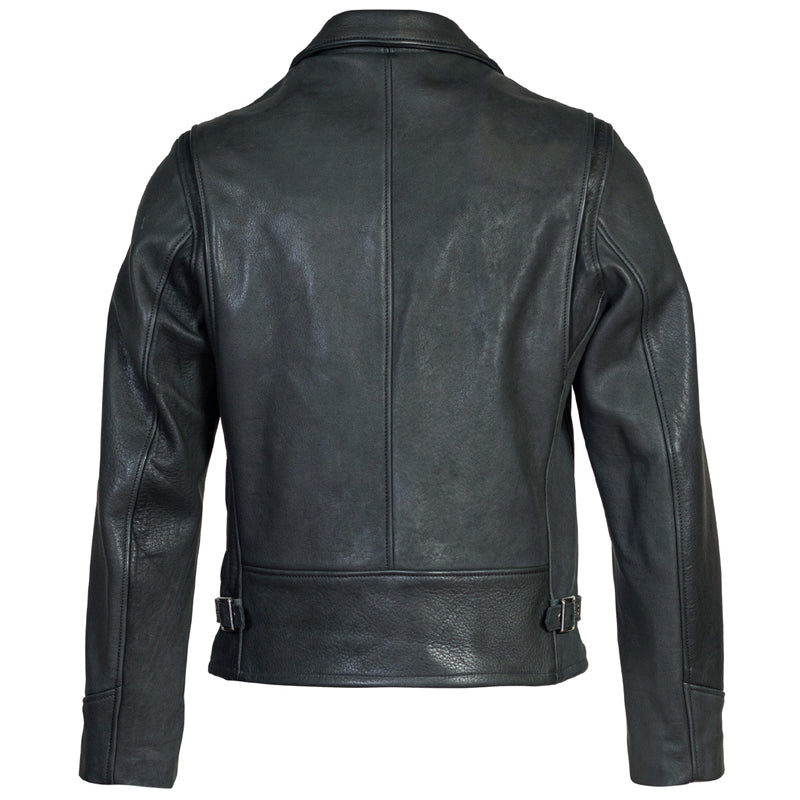 Mens Black Real Leather Rider Jacket Online Back