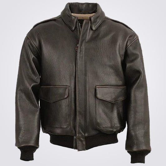 Men's Classic Lambskin Brown A2 Flying Leather Jacket