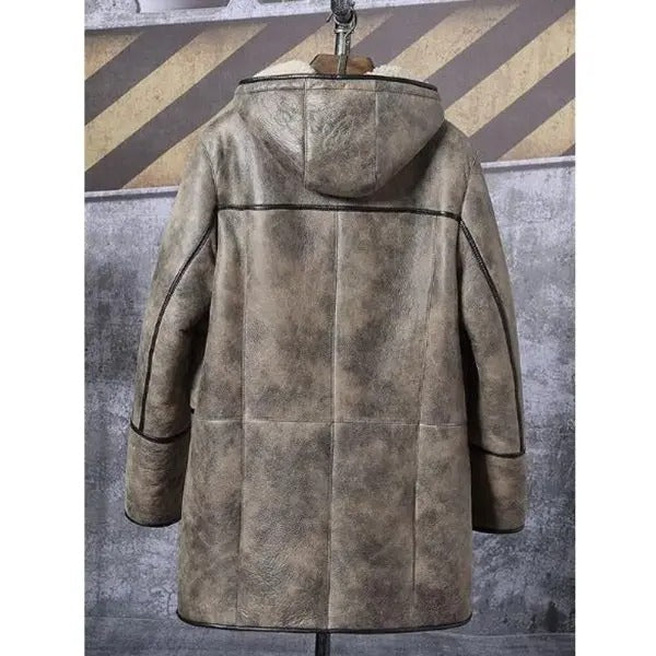 Men's RAF B7 Hooded Sheepskin Flying Fur Shearling Coat Aviator Jacket