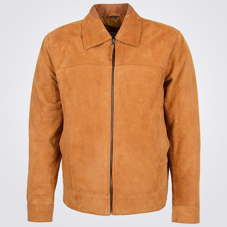 Shop Men's Real Suede Harrington Jacket Classic Zip Box Style