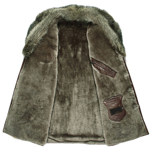 Men's Sheepskin Coat with Raccoon Fur Trim Collar