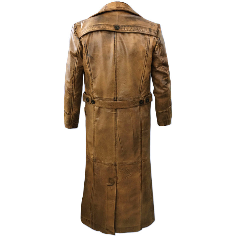 Mens Vintage Distressed Brown Coat
