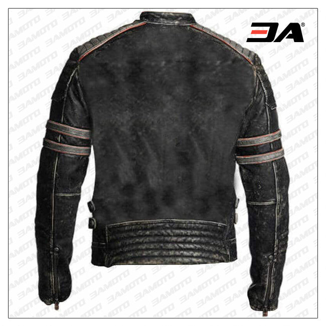 Distressed Biker Leather Jacket
