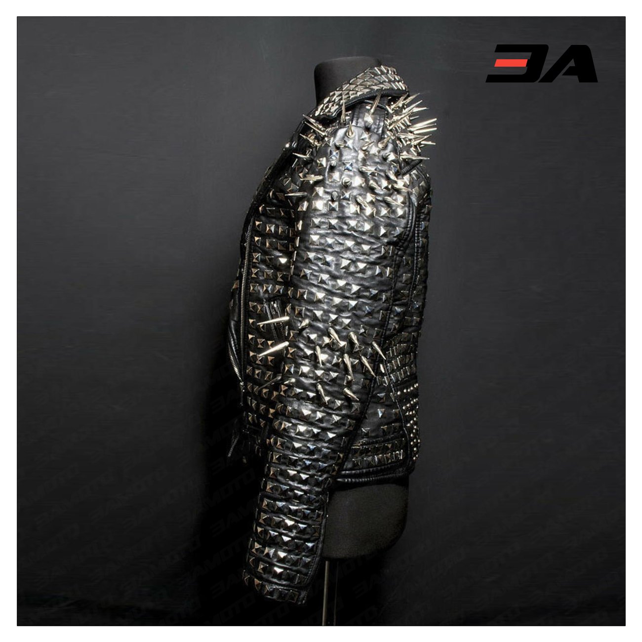 New Handmade Women's Black Fashion Studded Punk Style Leather Jacket - 3A MOTO LEATHER