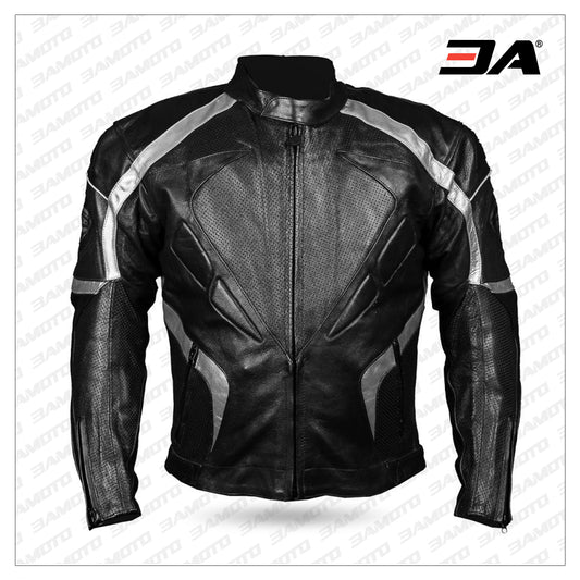 Python Motorcycle Leather Jacket Black/Silver