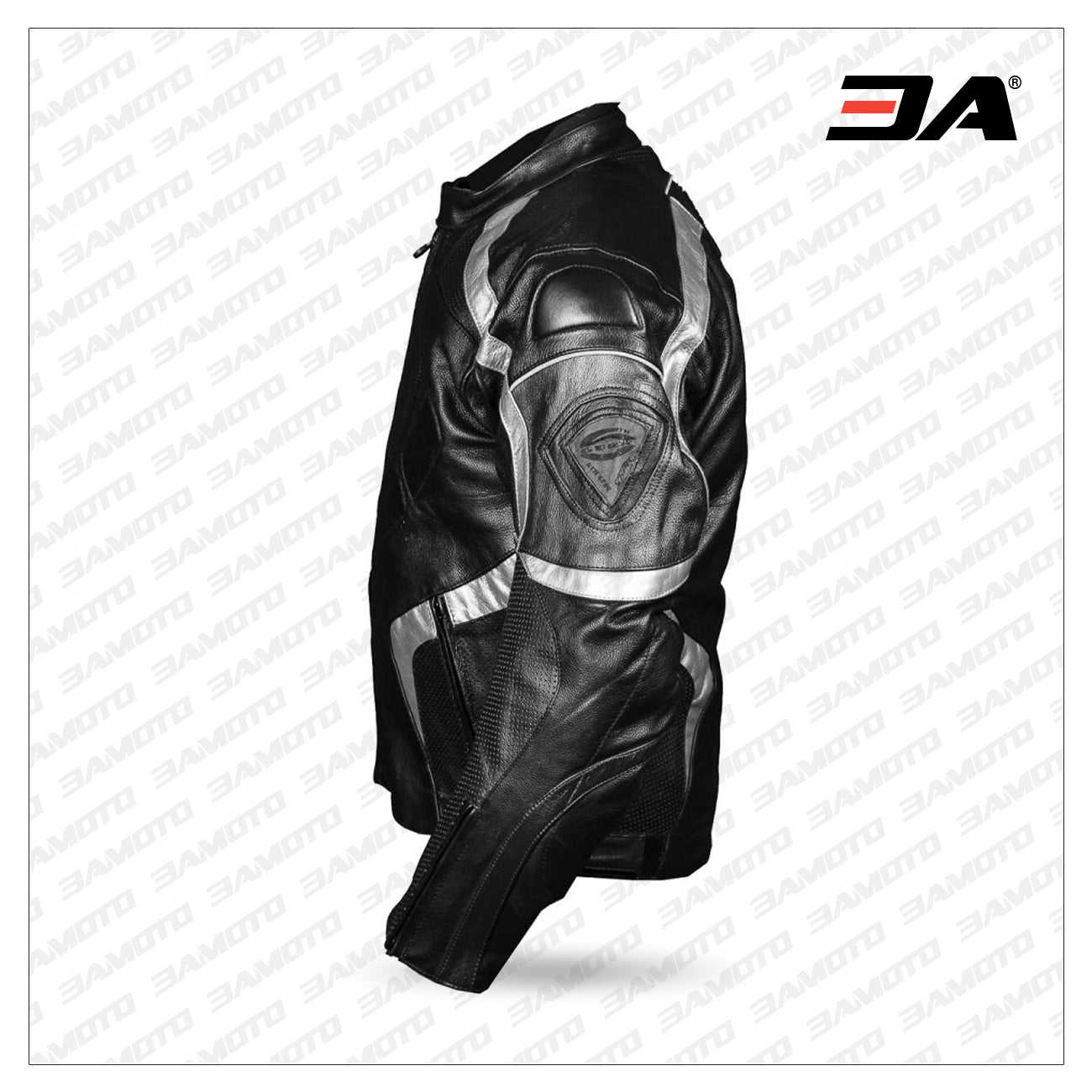 Python Motorcycle Leather Jacket Black Silver by 3amoto