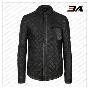 Quilted Style Leather Shirt